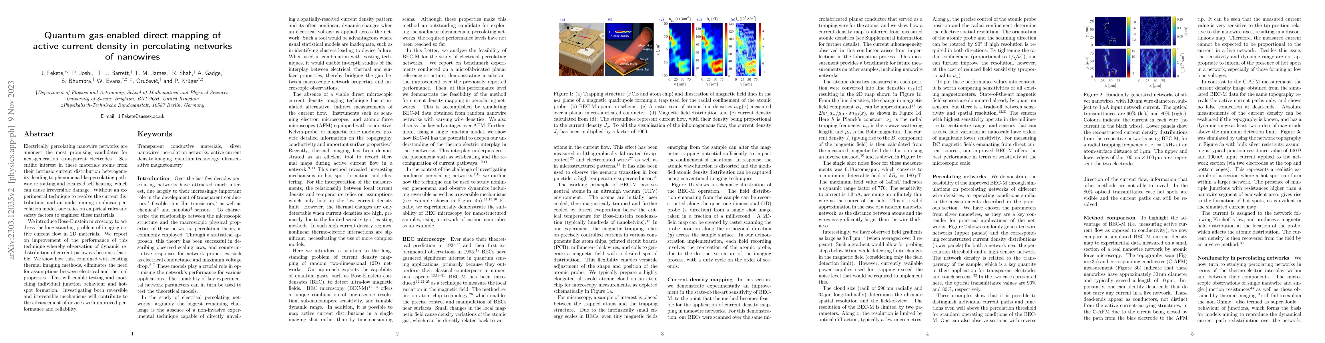 Thumbnail for Quantum gas-enabled direct mapping of active current density in
  percolating networks of nanowires
