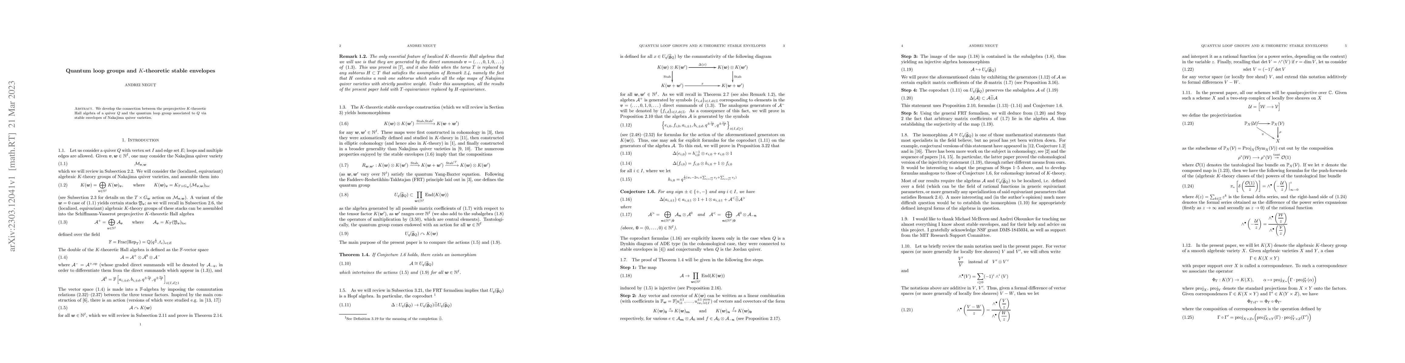 Thumbnail for Quantum loop groups and $K$-theoretic stable envelopes