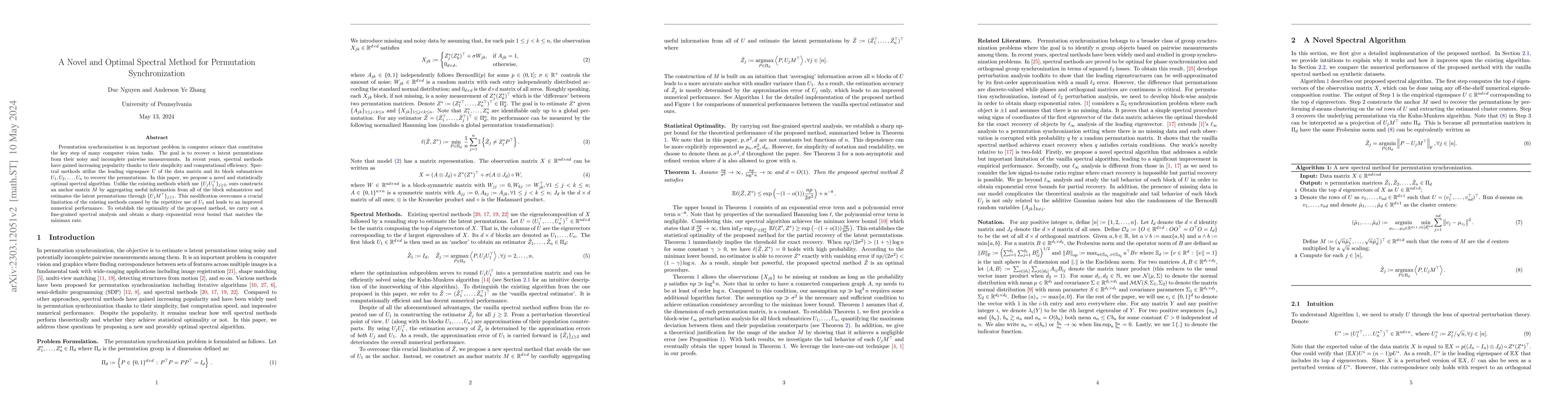 Thumbnail for A Novel and Optimal Spectral Method for Permutation Synchronization