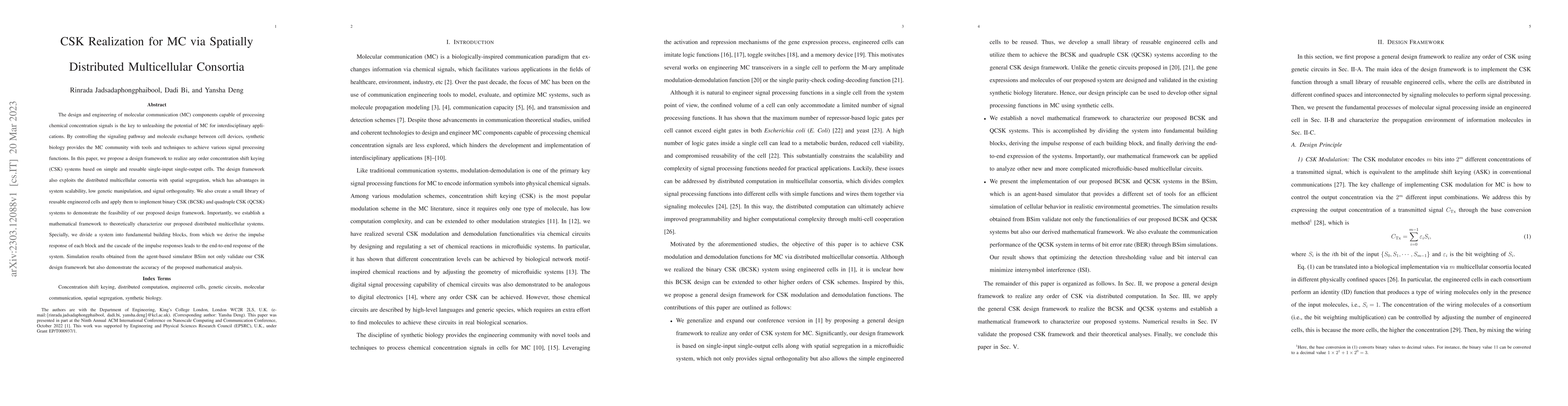 Thumbnail for CSK Realization for MC via Spatially Distributed Multicellular Consortia