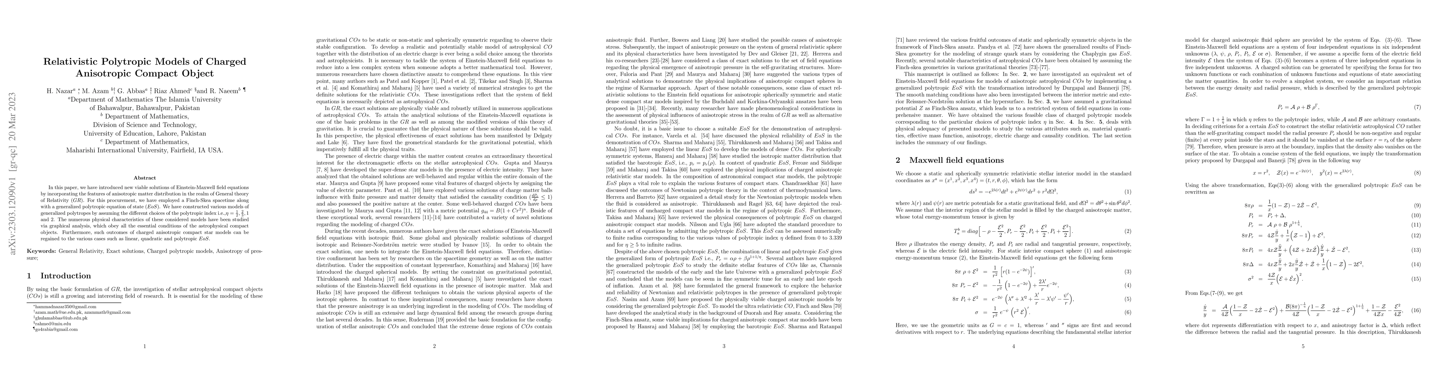 Thumbnail for Relativistic Polytropic Models of Charged Anisotropic Compact Object