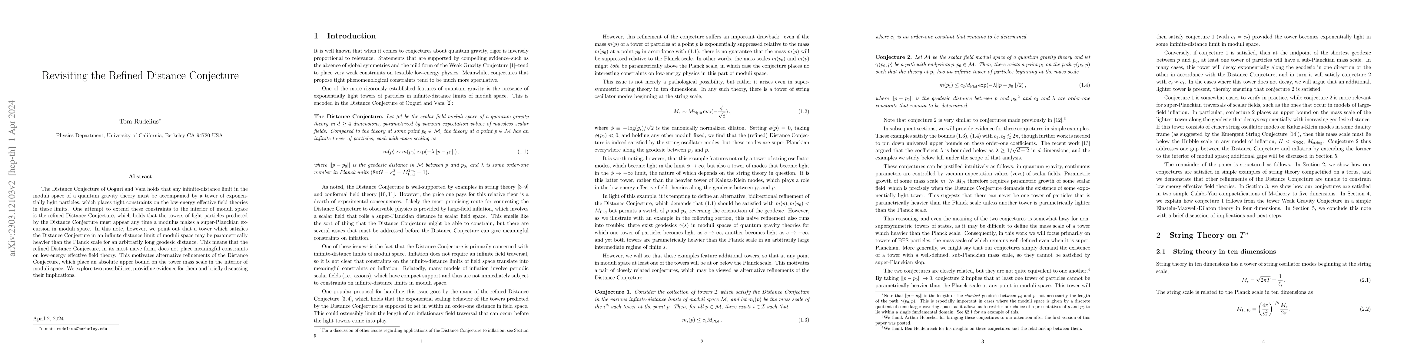 Thumbnail for Revisiting the Refined Distance Conjecture