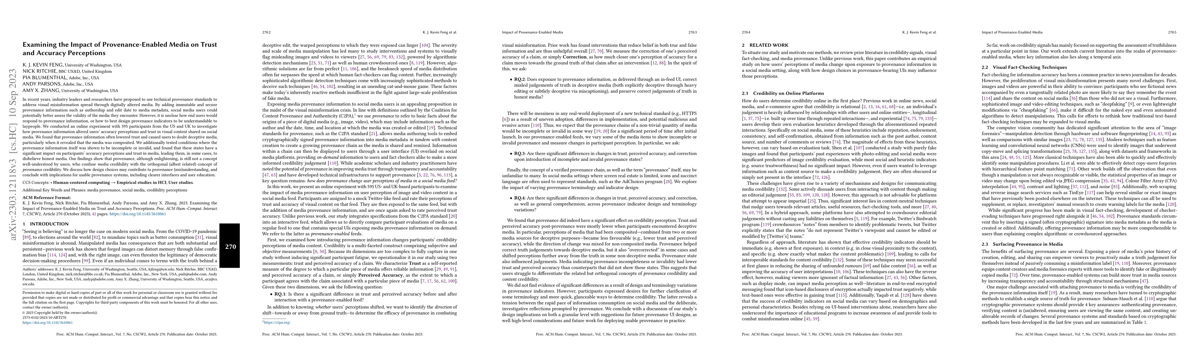 Thumbnail for Examining the Impact of Provenance-Enabled Media on Trust and Accuracy
  Perceptions