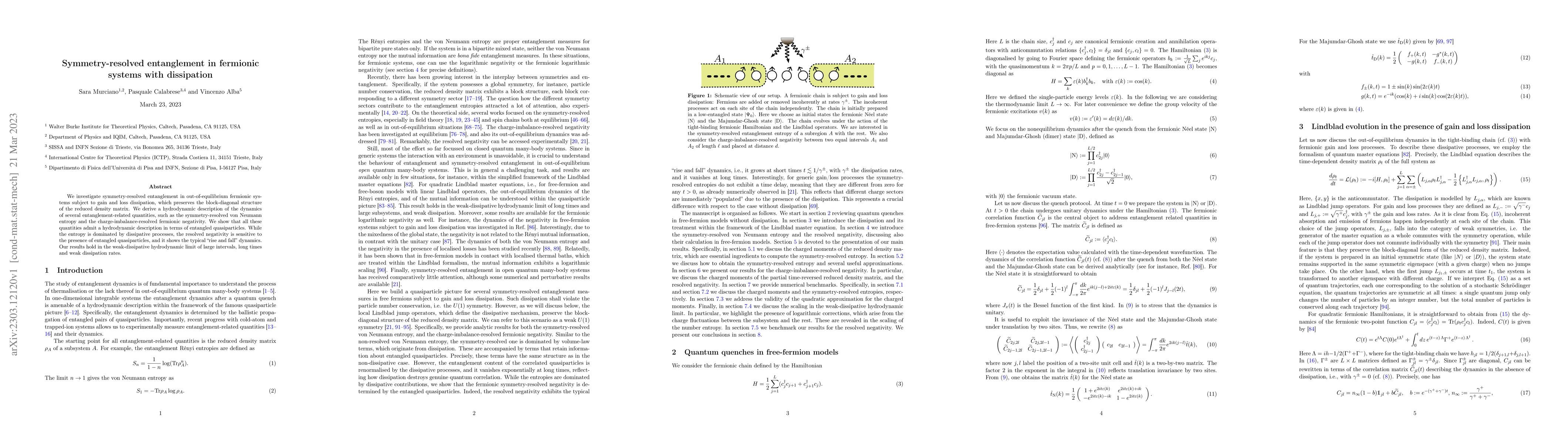 Thumbnail for Symmetry-resolved entanglement in fermionic systems with dissipation