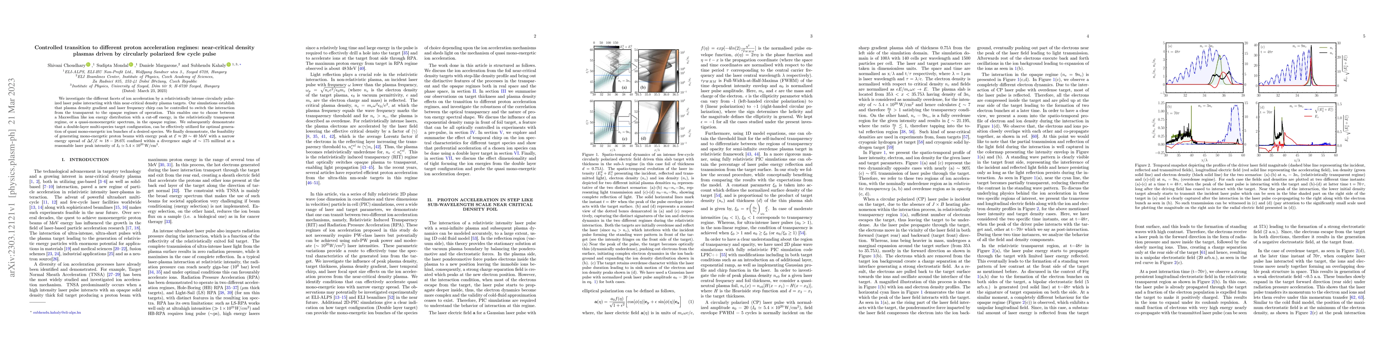 Thumbnail for Controlled transition to different proton acceleration regimes:
  near-critical density plasmas driven by circularly polarized few cycle pulse