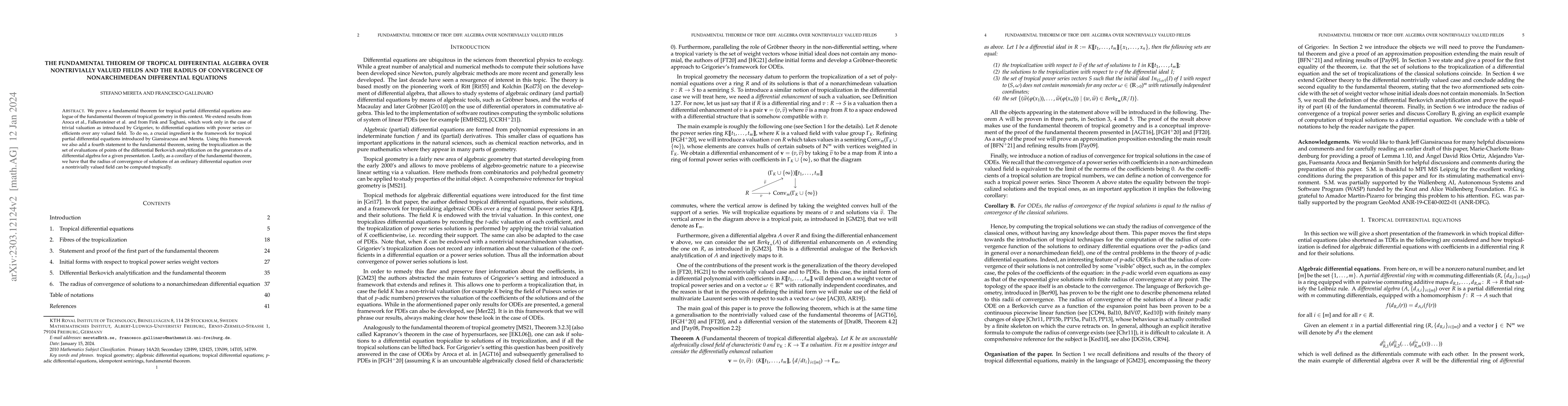 Thumbnail for The Fundamental theorem of tropical differential algebra over
  nontrivially valued fields and the radius of convergence of nonarchimedean
  differential equations