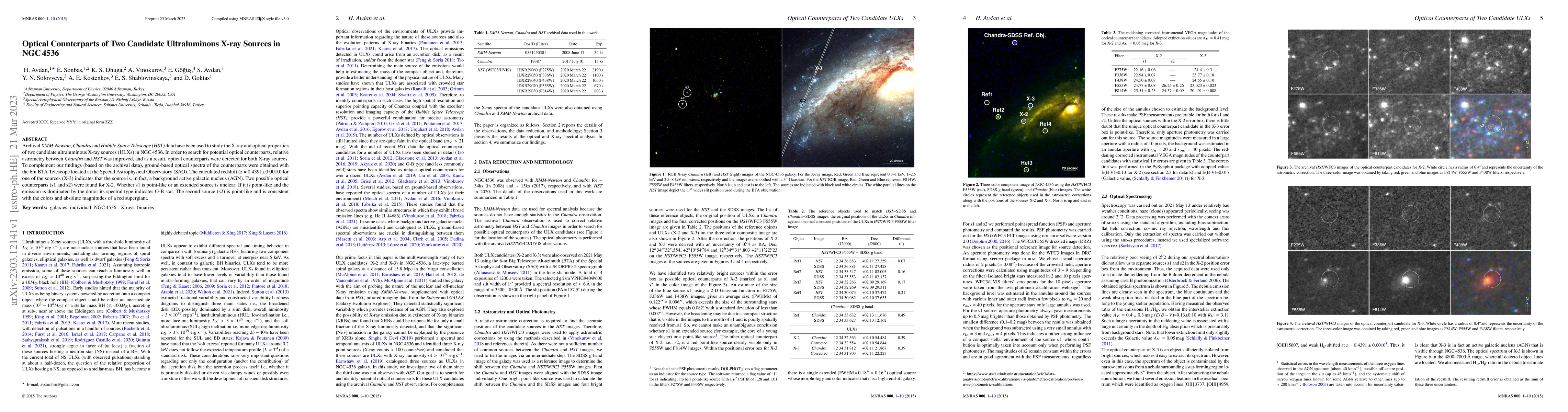 Thumbnail for Optical Counterparts of Two Candidate Ultraluminous X-ray Sources in NGC
  4536