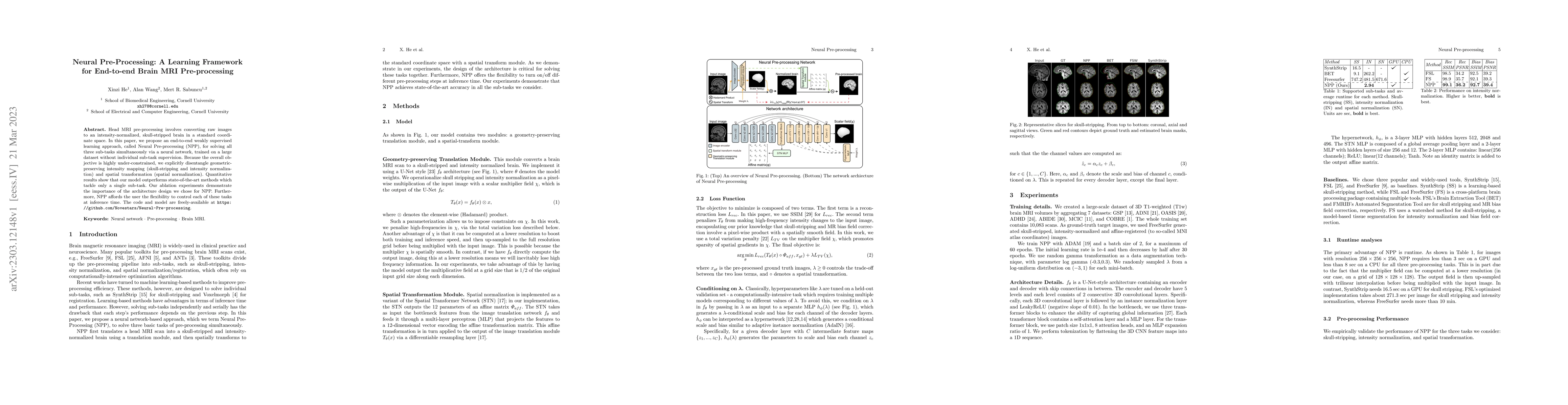 Thumbnail for Neural Pre-Processing: A Learning Framework for End-to-end Brain MRI
  Pre-processing