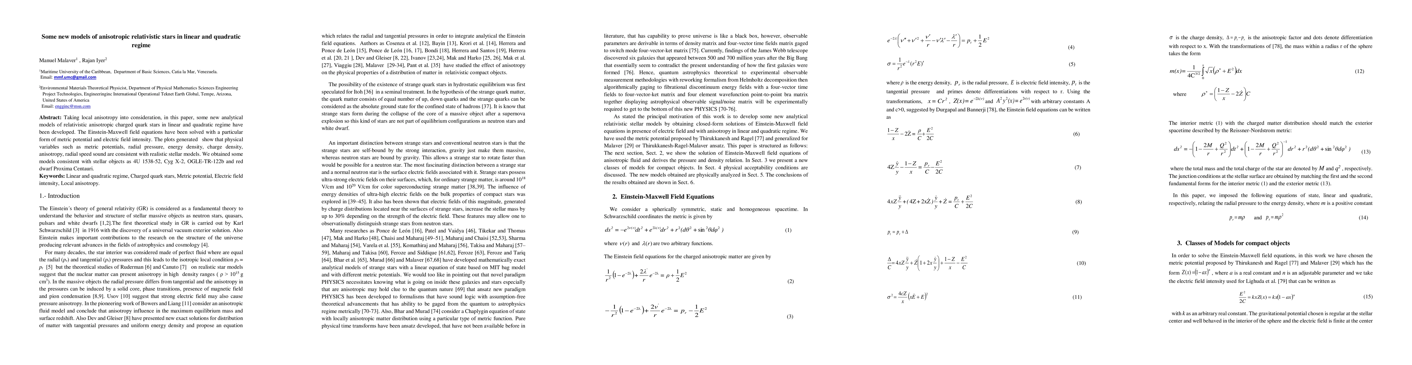 Thumbnail for Some new models of anisotropic relativistic stars in linear and
  quadratic regime