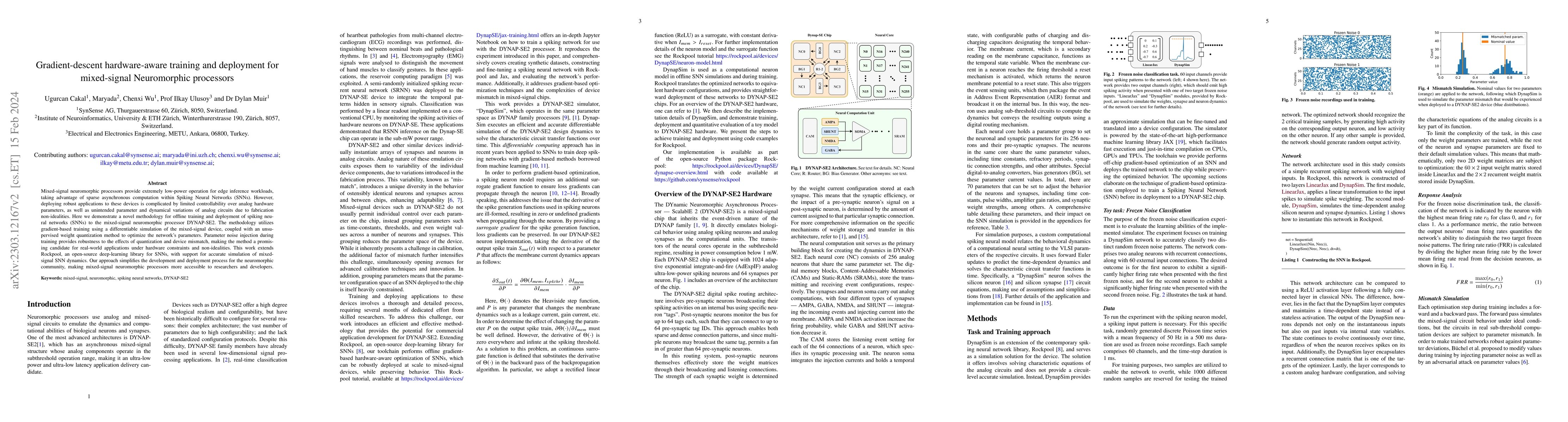 Thumbnail for Gradient-descent hardware-aware training and deployment for mixed-signal
  Neuromorphic processors