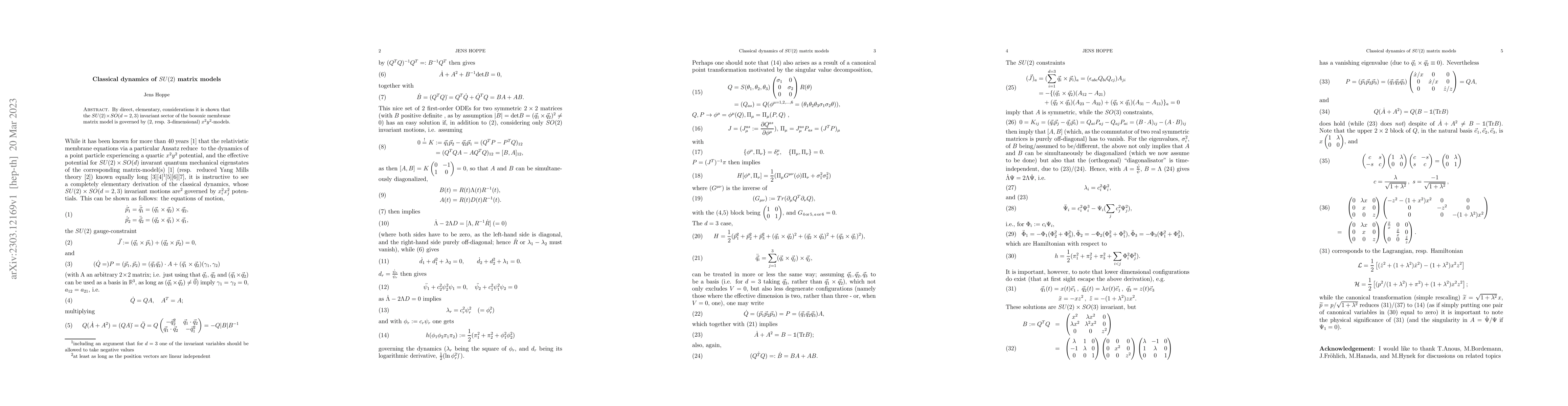 Thumbnail for Classical dynamics of SU(2) matrix models
