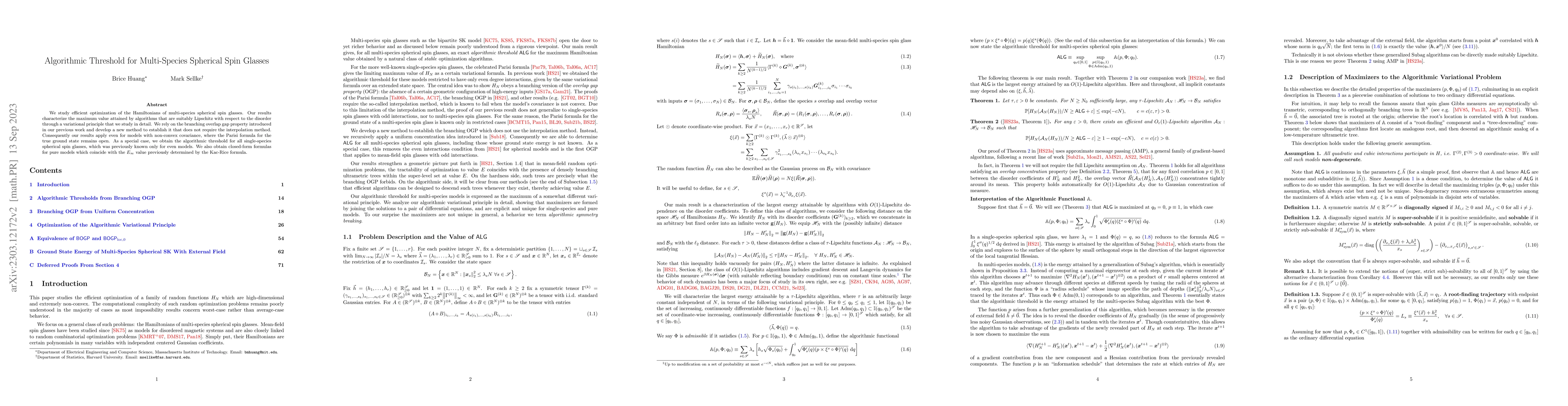 Thumbnail for Algorithmic Threshold for Multi-Species Spherical Spin Glasses