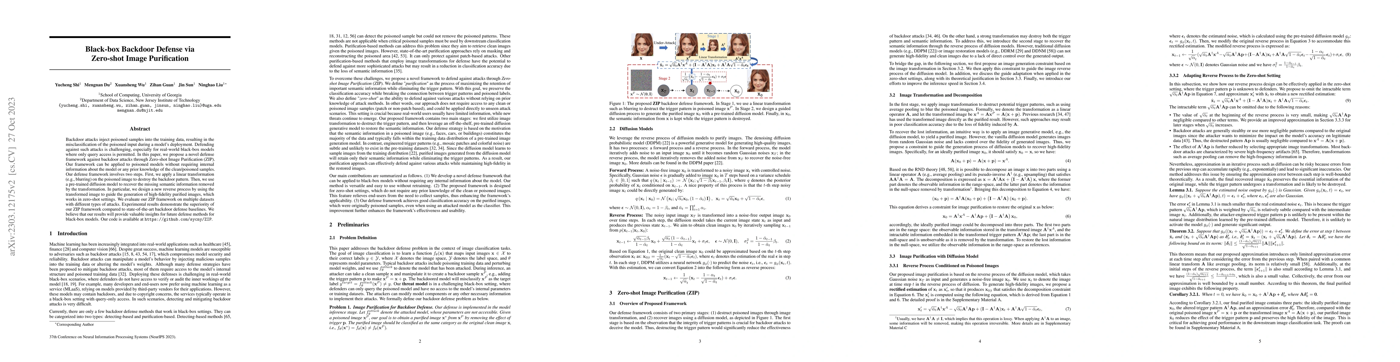 Thumbnail for Black-box Backdoor Defense via Zero-shot Image Purification