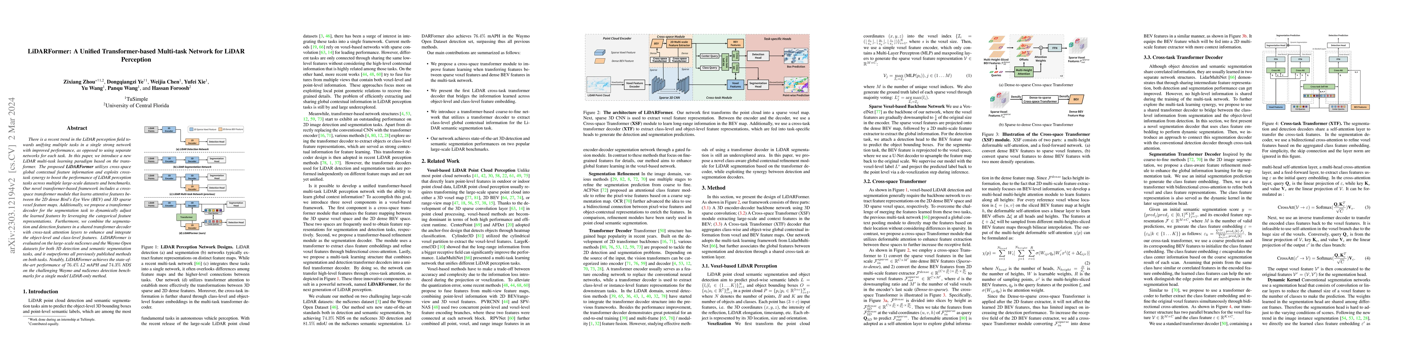 Thumbnail for LiDARFormer: A Unified Transformer-based Multi-task Network for LiDAR
  Perception