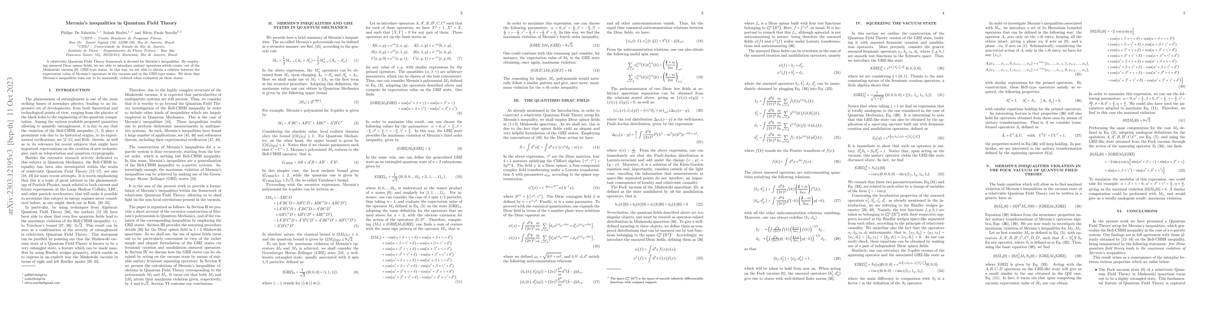 Thumbnail for Mermin's inequalities in Quantum Field Theory