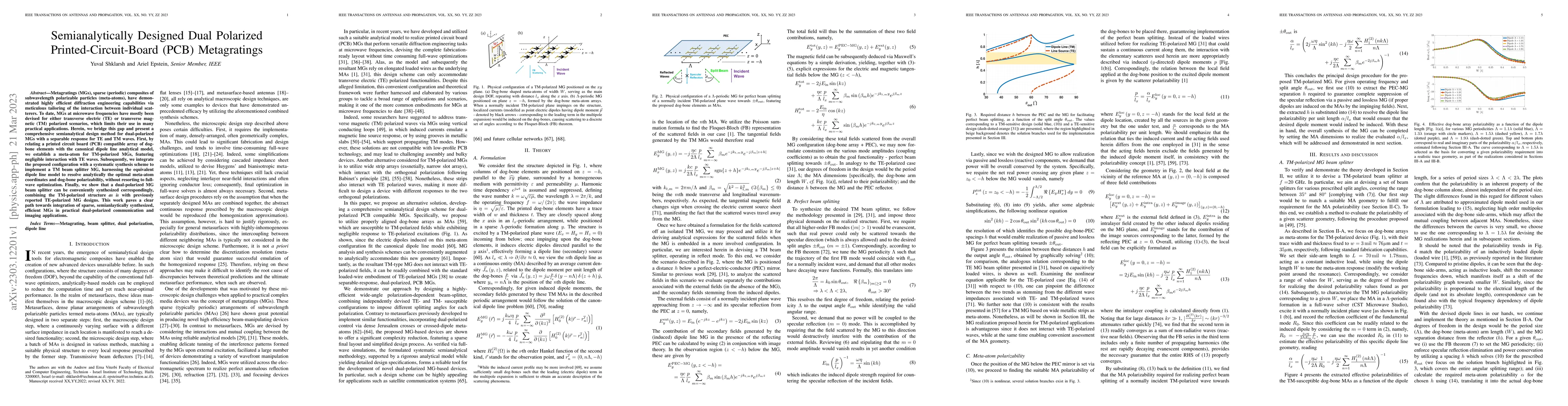 Thumbnail for Semianalytically Designed Dual Polarized Printed-Circuit-Board (PCB)
  Metagratings