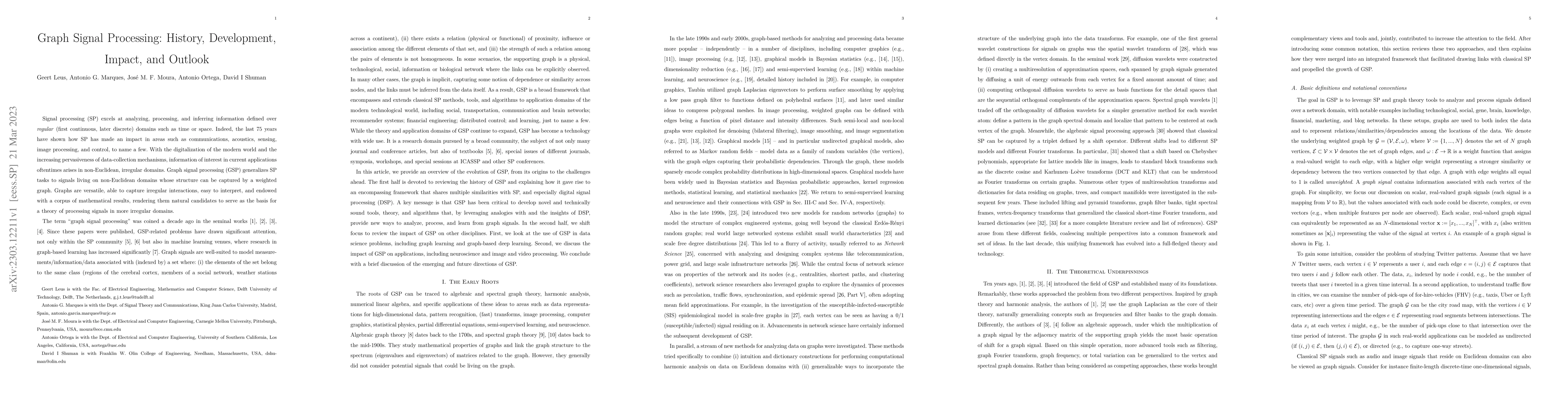 Thumbnail for Graph Signal Processing: History, Development, Impact, and Outlook