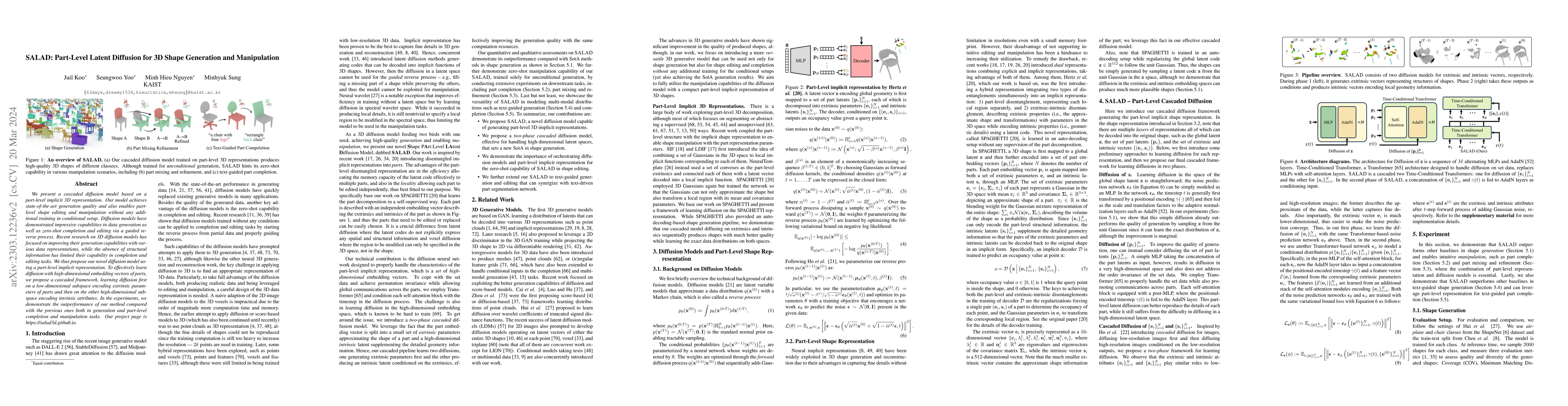 Thumbnail for SALAD: Part-Level Latent Diffusion for 3D Shape Generation and
  Manipulation