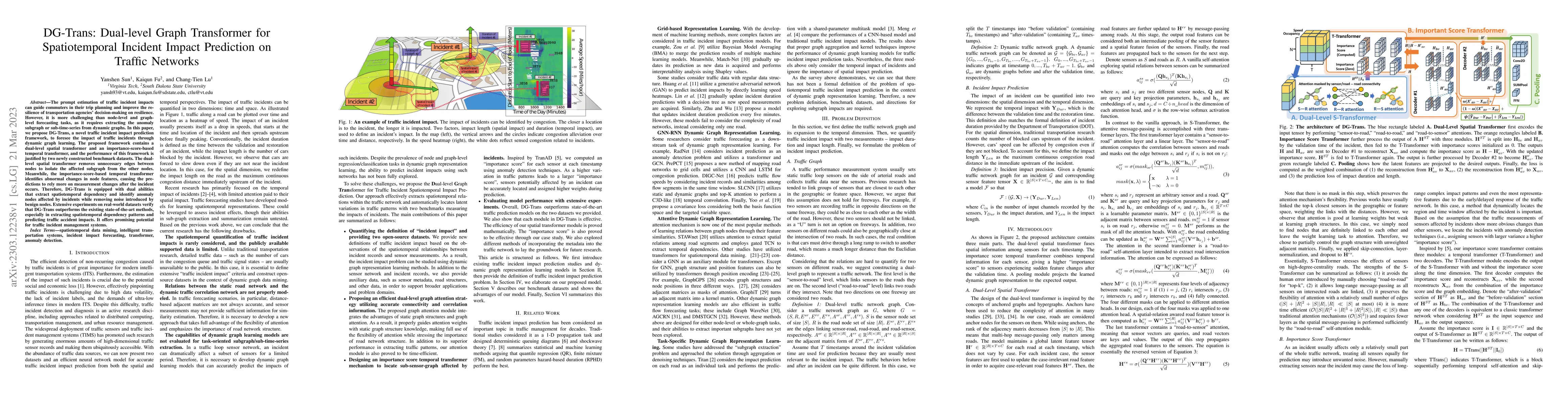 Thumbnail for DG-Trans: Dual-level Graph Transformer for Spatiotemporal Incident
  Impact Prediction on Traffic Networks