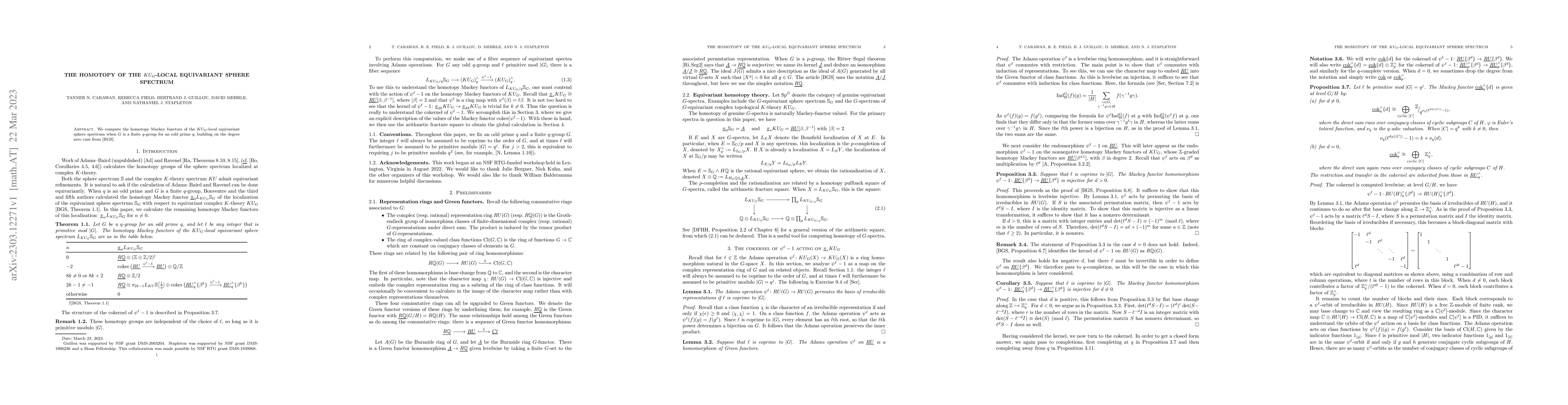 Thumbnail for The homotopy of the KU_G-local equivariant sphere spectrum