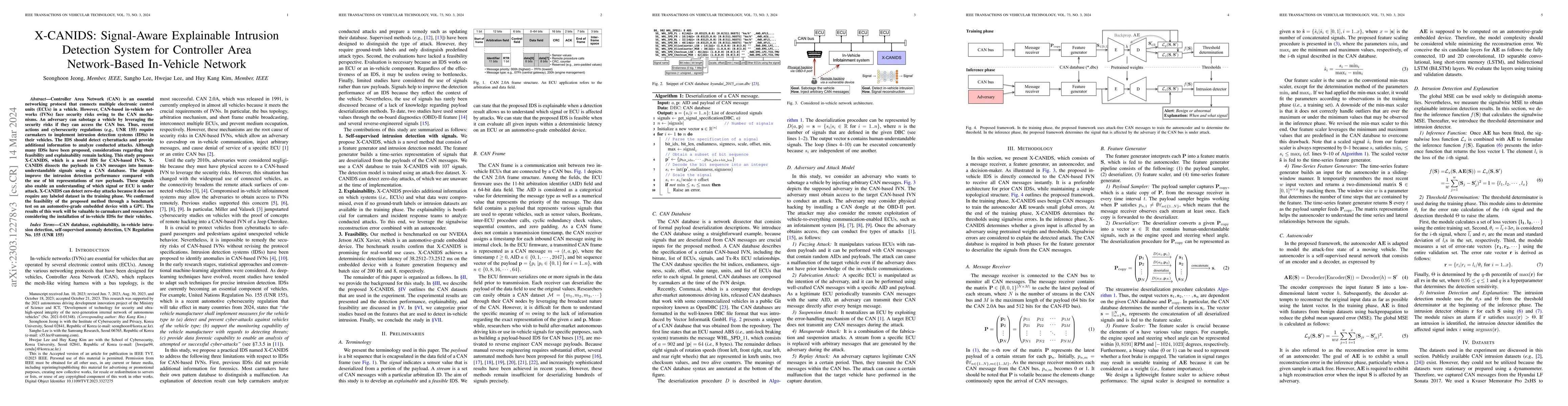 Thumbnail for X-CANIDS: Signal-Aware Explainable Intrusion Detection System for
  Controller Area Network-Based In-Vehicle Network