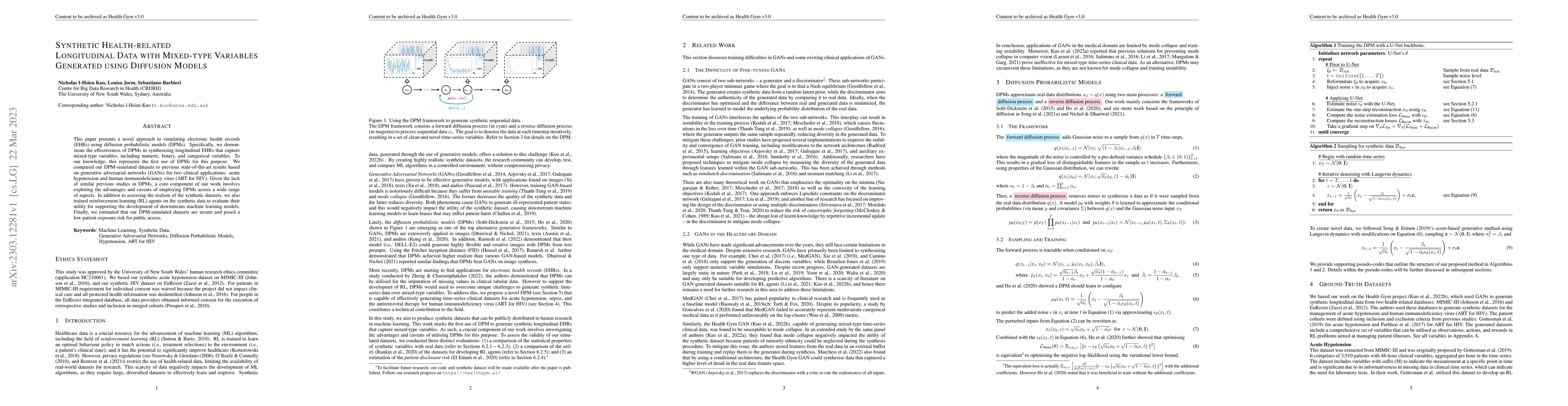 Thumbnail for Synthetic Health-related Longitudinal Data with Mixed-type Variables
  Generated using Diffusion Models