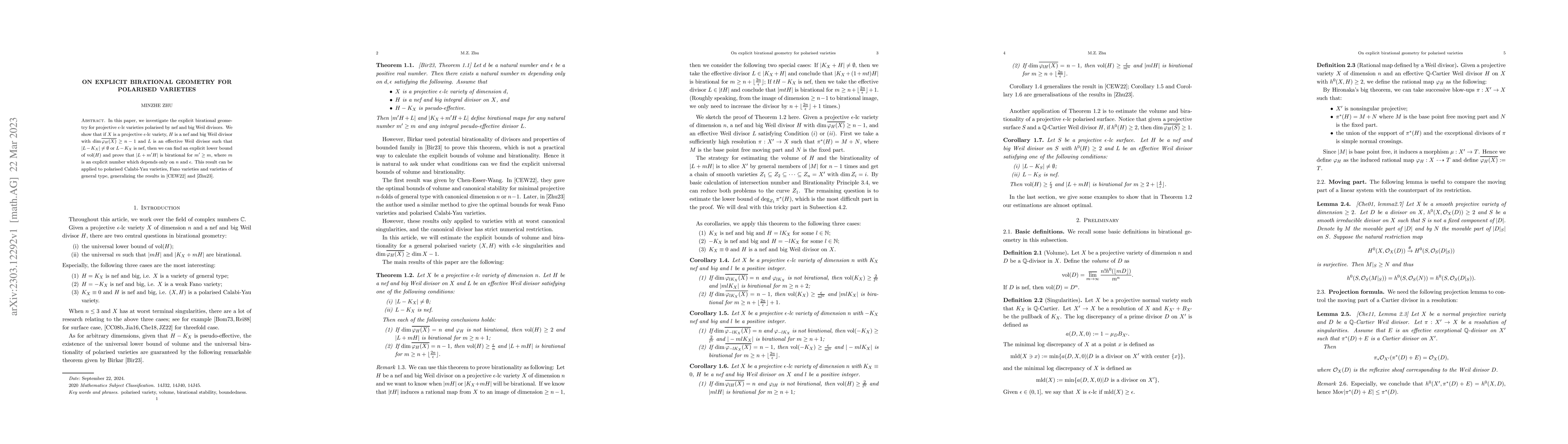Thumbnail for On explicit birational geometry for polarised varieties