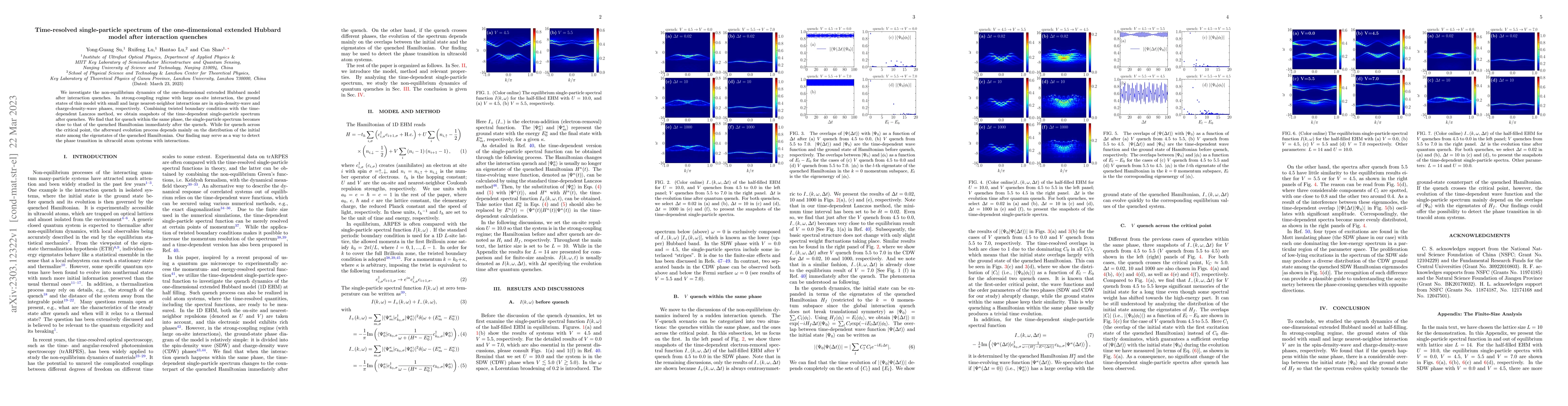 Thumbnail for Time-resolved single-particle spectrum of the one-dimensional extended
  Hubbard model after interaction quenches