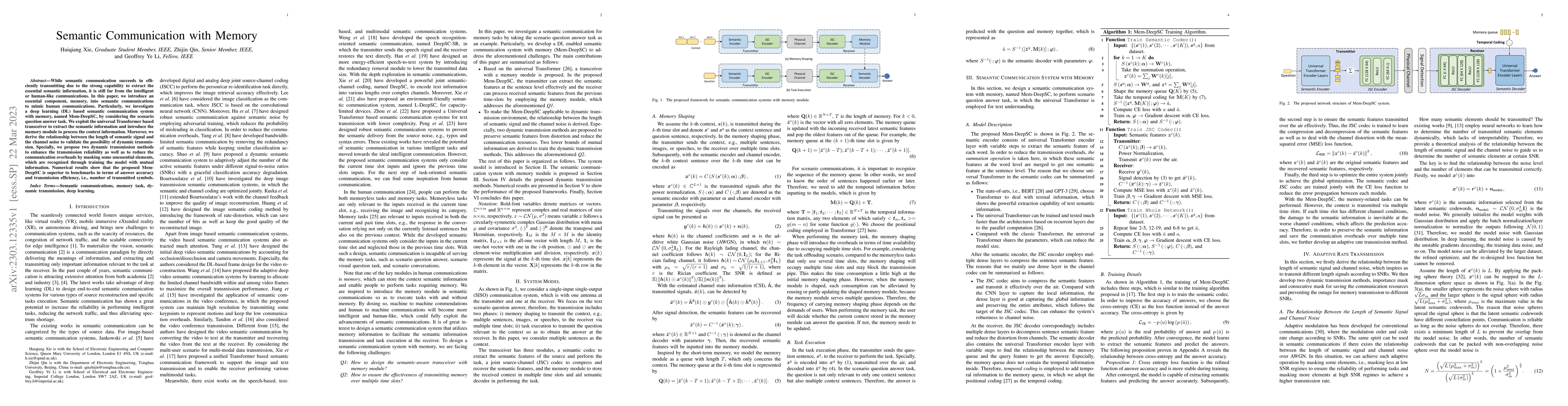 Thumbnail for Semantic Communication with Memory