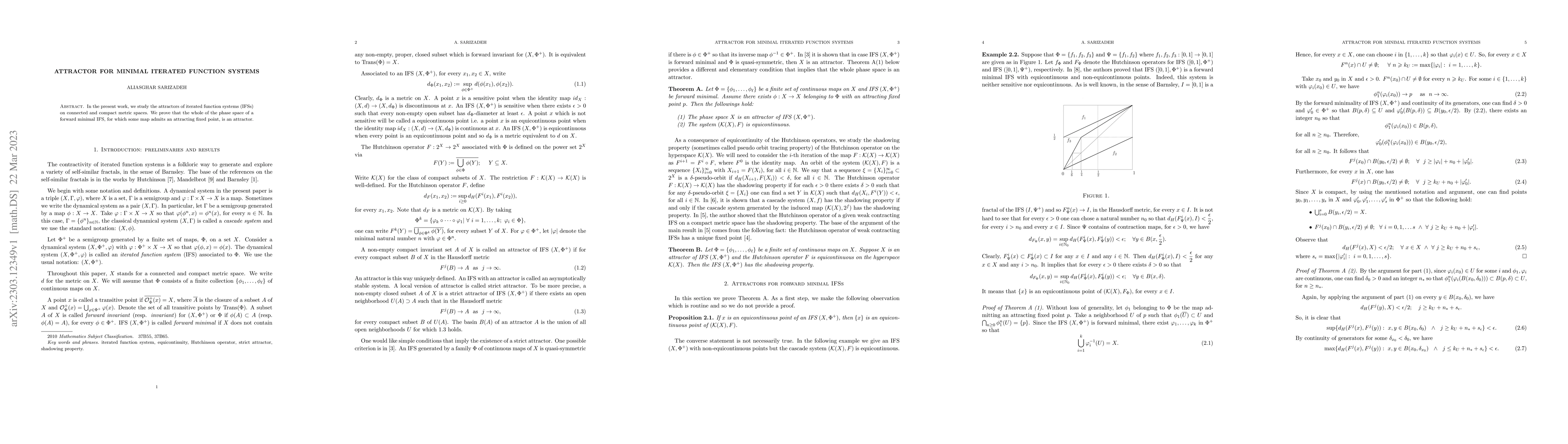 Thumbnail for Attractor for minimal iterated function systems