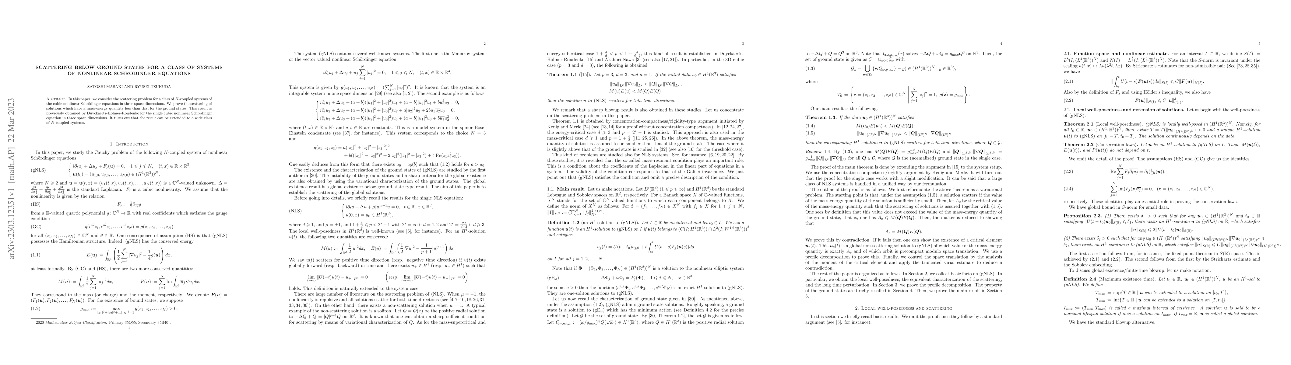 Thumbnail for Scattering below ground states for a class of systems of nonlinear
  Schrodinger equations