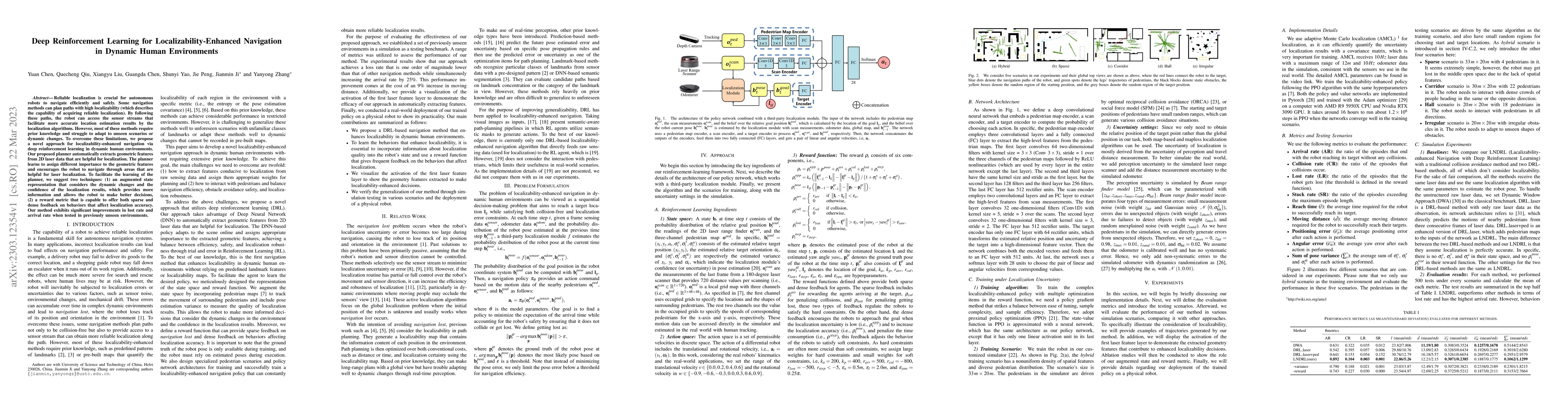 Thumbnail for Deep Reinforcement Learning for Localizability-Enhanced Navigation in
  Dynamic Human Environments