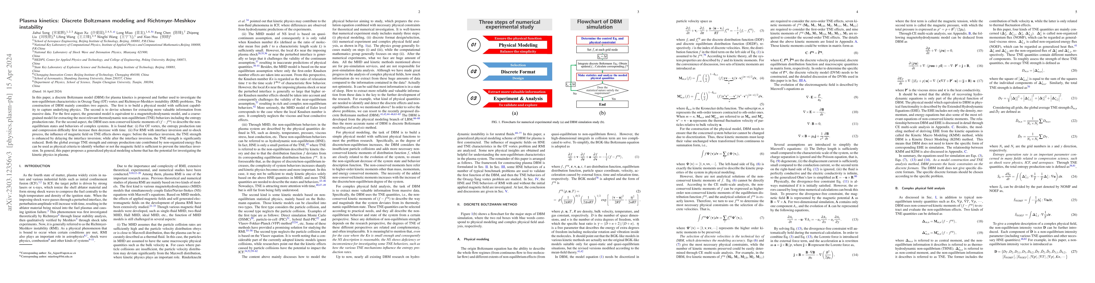 Thumbnail for Plasma kinetics: Discrete Boltzmann modelling and Richtmyer-Meshkov
  instability
