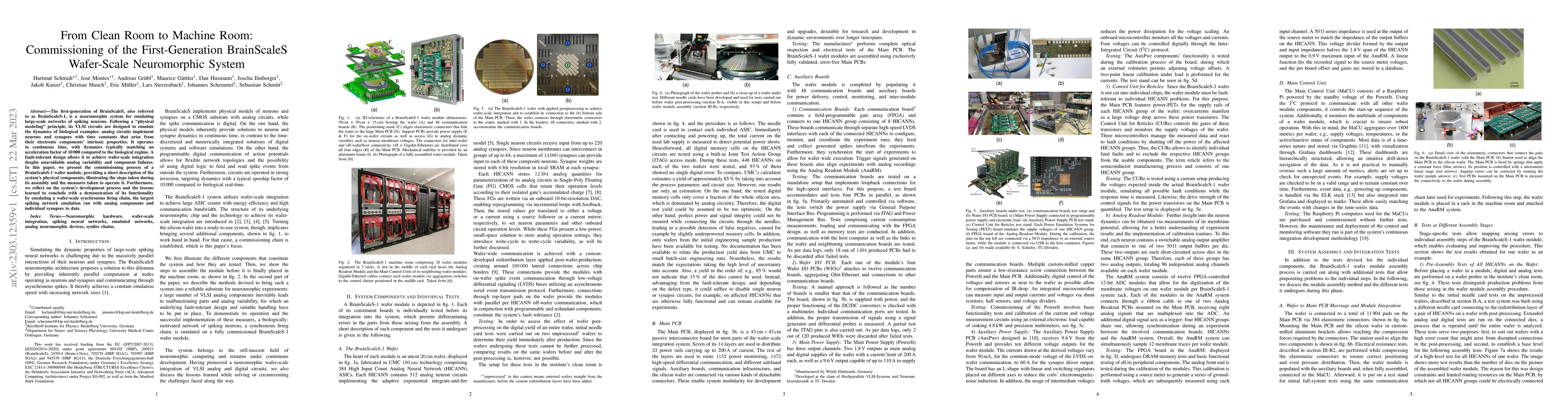 Thumbnail for From Clean Room to Machine Room: Commissioning of the First-Generation
  BrainScaleS Wafer-Scale Neuromorphic System