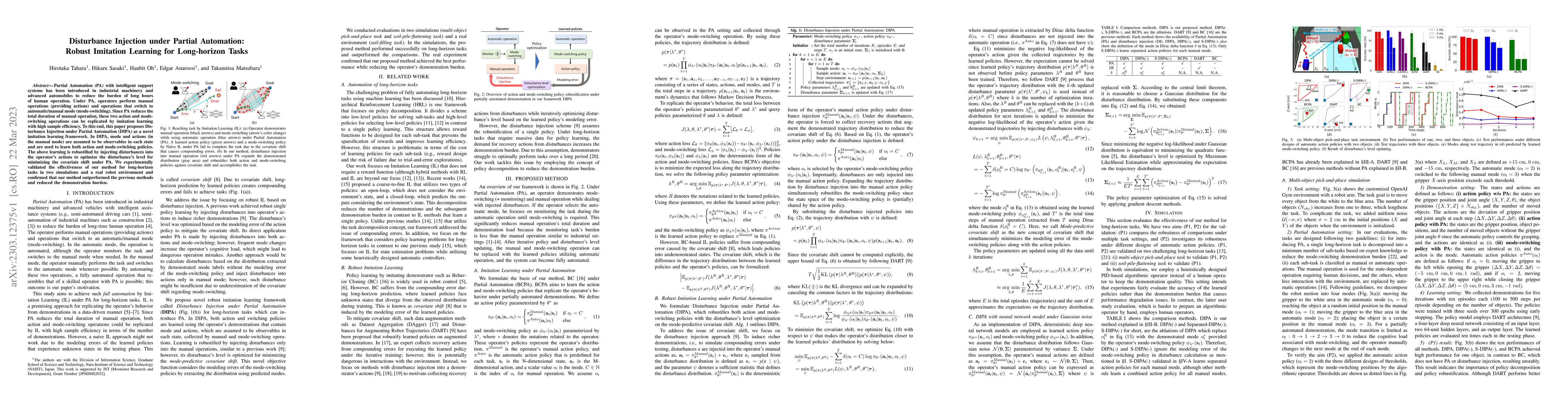 Thumbnail for Disturbance Injection under Partial Automation: Robust Imitation
  Learning for Long-horizon Tasks