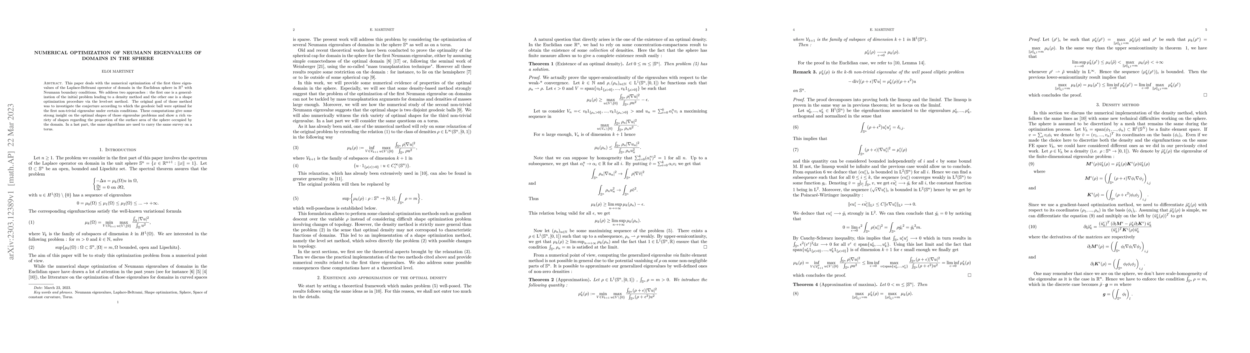 Thumbnail for Numerical optimization of Neumann eigenvalues of domains in the sphere
