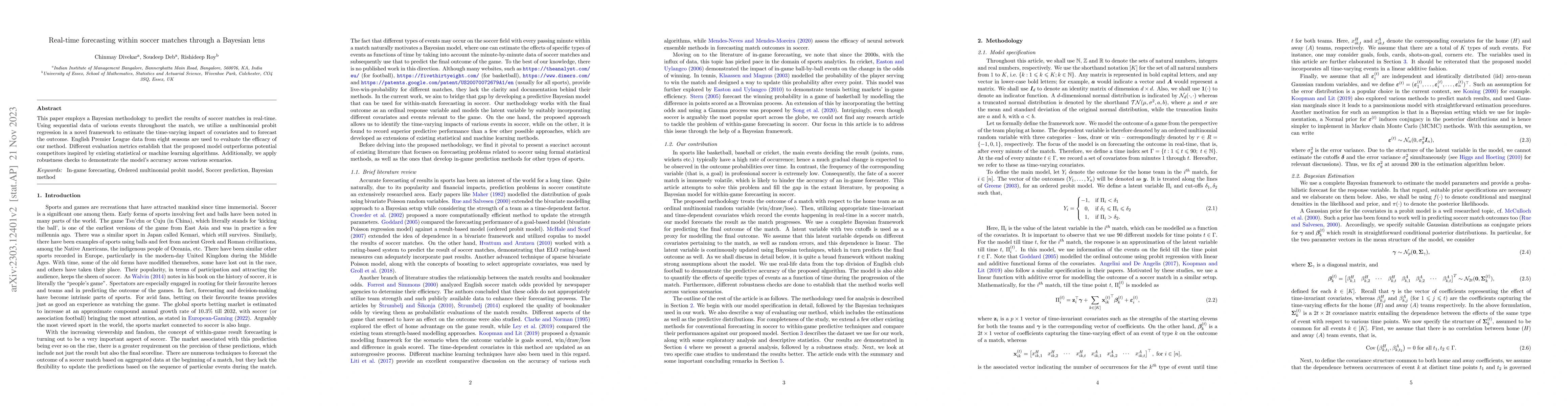 Thumbnail for Real-time forecasting within soccer matches through a Bayesian lens