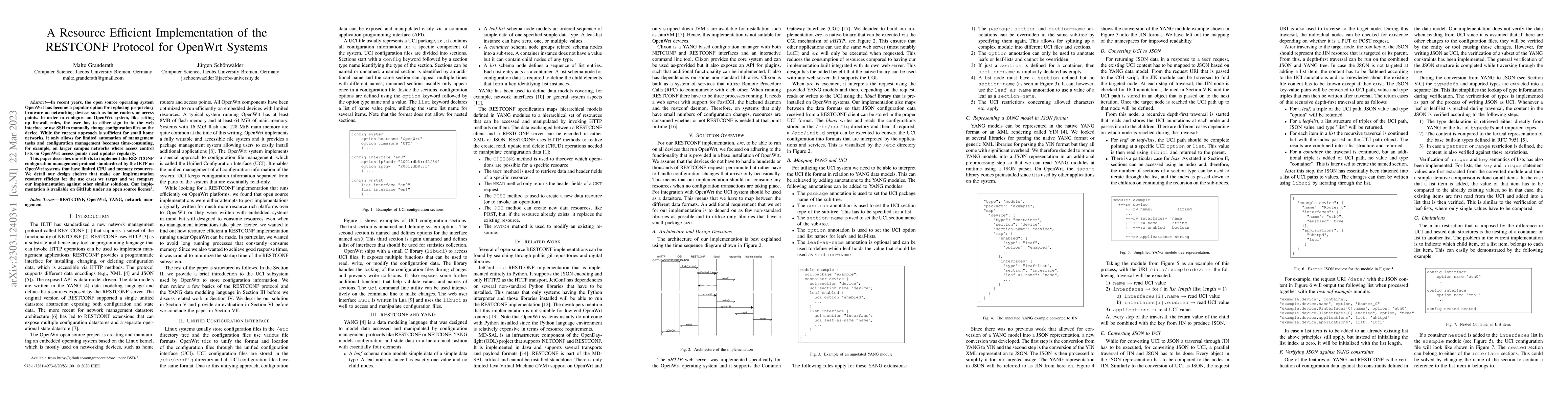 Thumbnail for A Resource Efficient Implementation of the RESTCONF Protocol for OpenWrt
  Systems