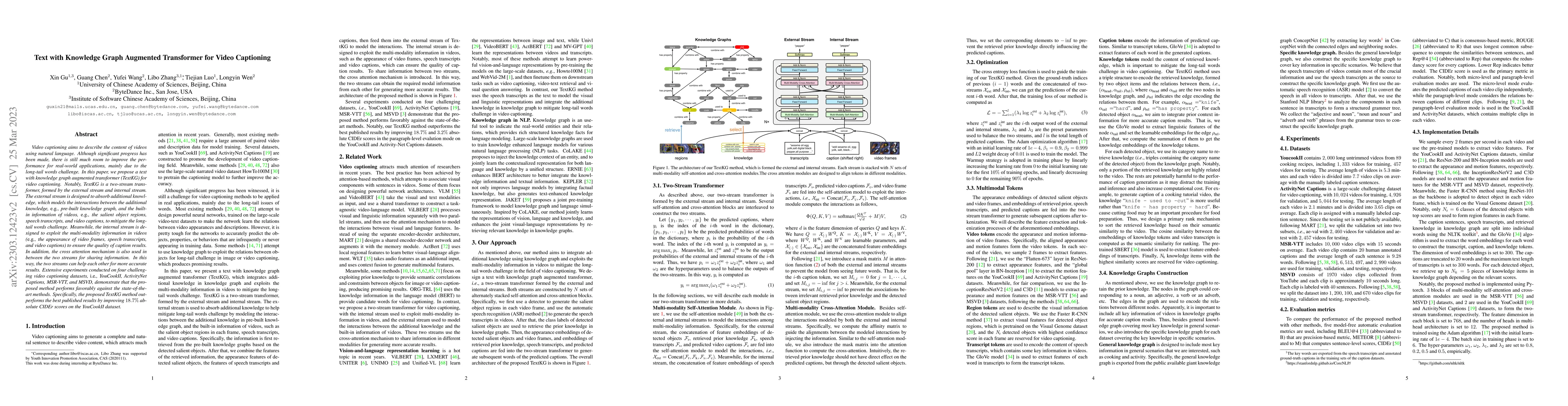 Thumbnail for Text with Knowledge Graph Augmented Transformer for Video Captioning