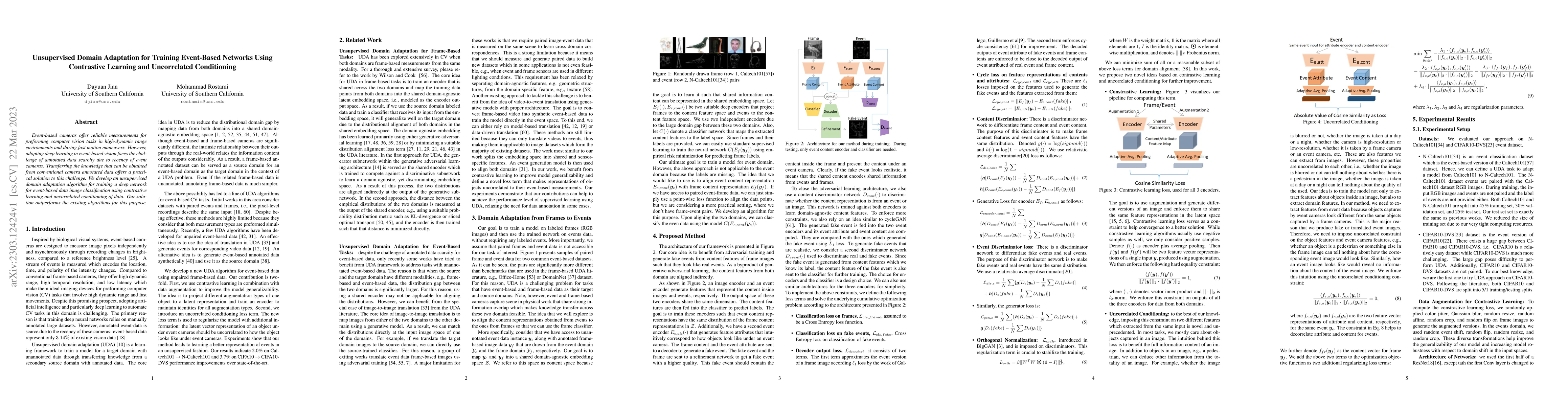 Thumbnail for Unsupervised Domain Adaptation for Training Event-Based Networks Using
  Contrastive Learning and Uncorrelated Conditioning