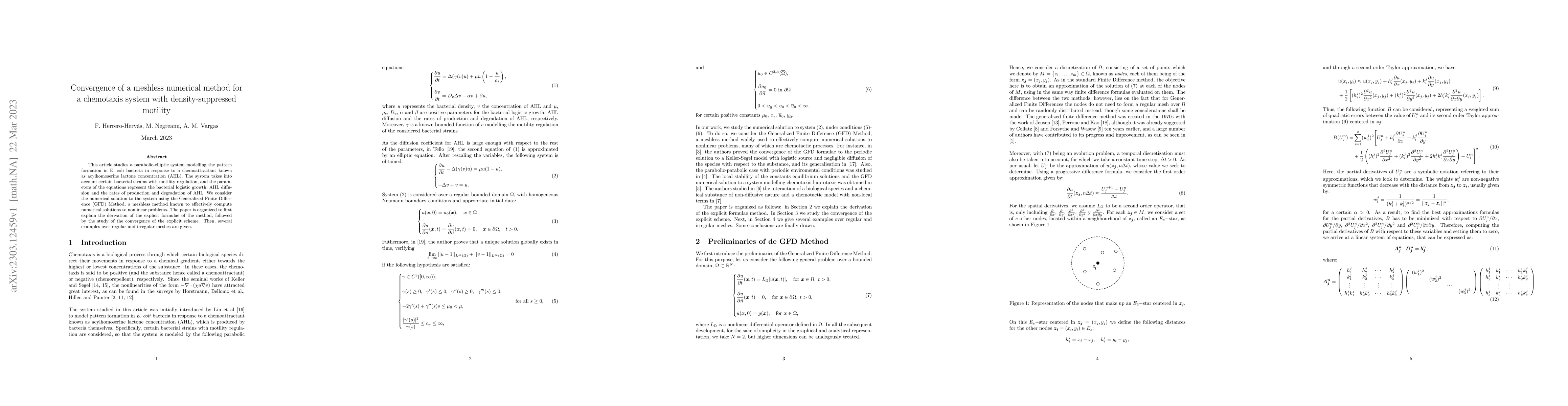 Thumbnail for Convergence of a meshless numerical method for a chemotaxis system with
  density-suppressed motility