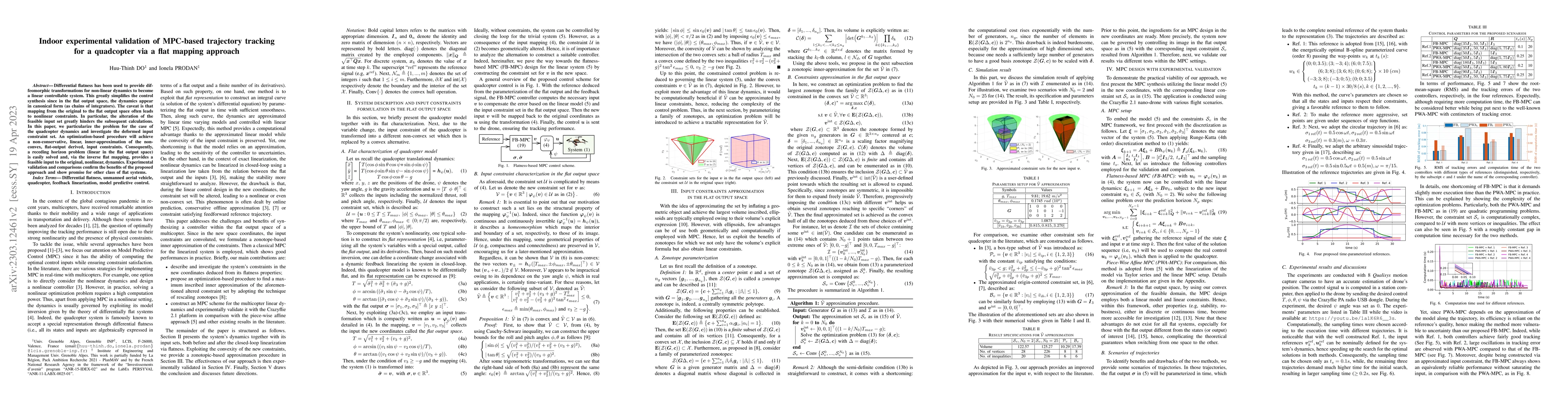 Thumbnail for Indoor experimental validation of MPC-based trajectory tracking for a
  quadcopter via a flat mapping approach
