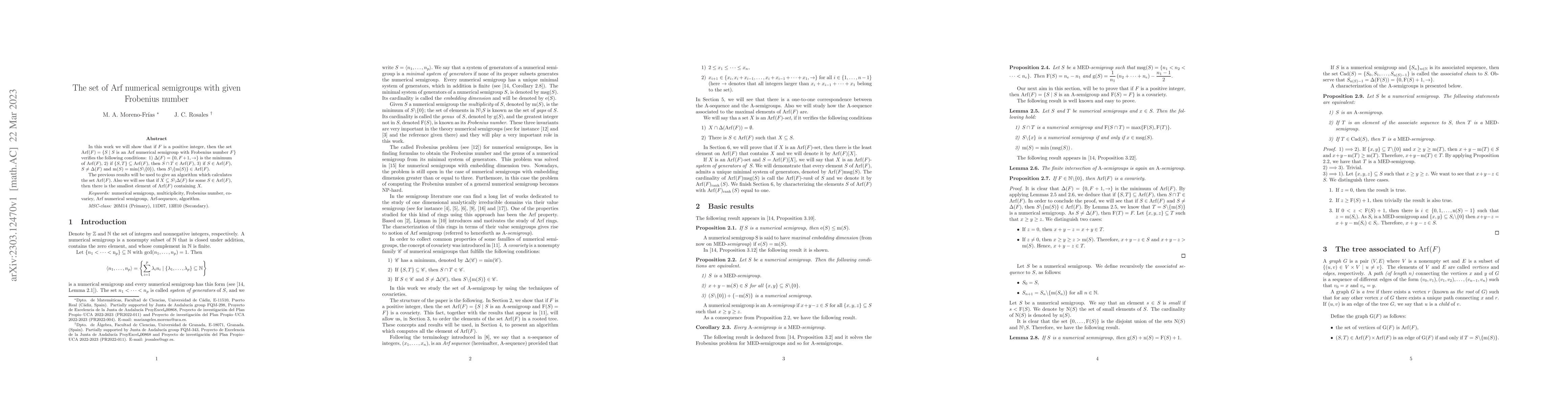 Thumbnail for The set of Arf numerical semigroups with given Frobenius number