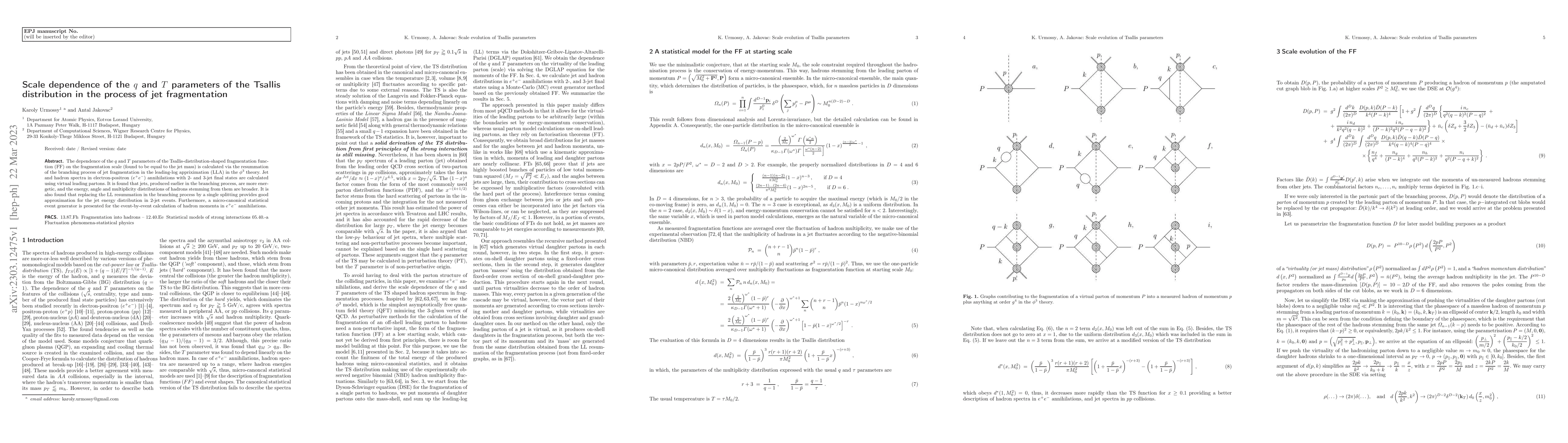 Thumbnail for Scale dependence of the q and T parameters of the Tsallis distribution
  in the process of jet fragmentation