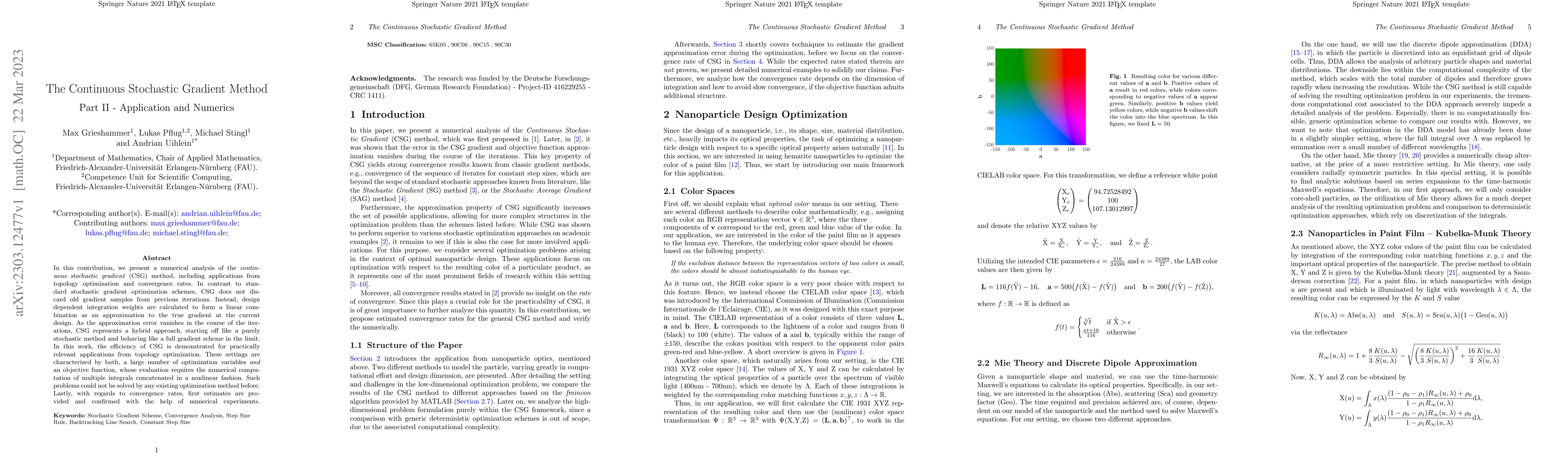 Thumbnail for The Continuous Stochastic Gradient Method: Part II -- Application and
  Numerics