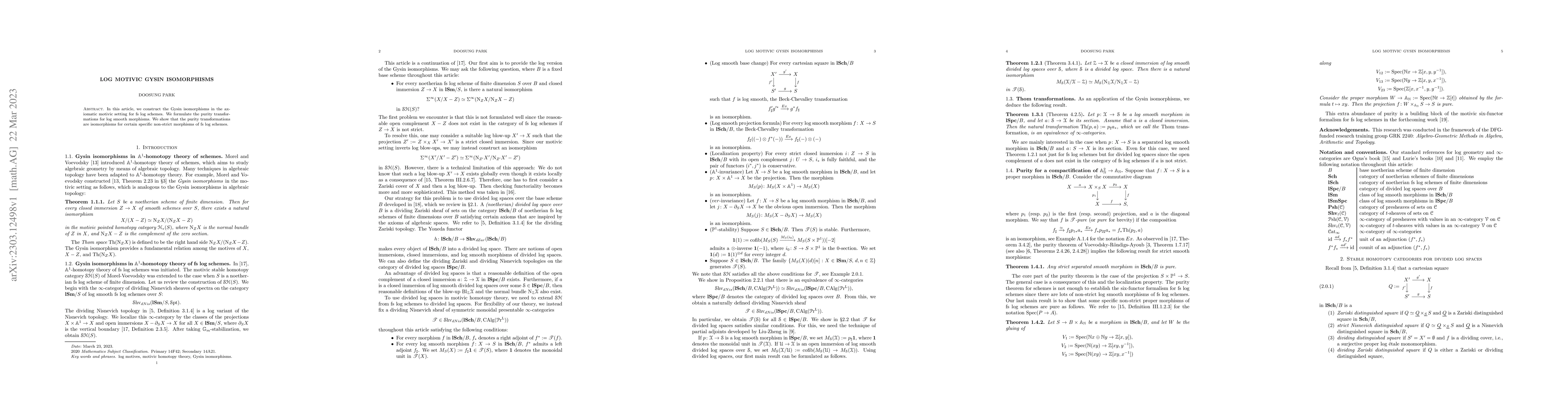 Thumbnail for Log motivic Gysin isomorphisms