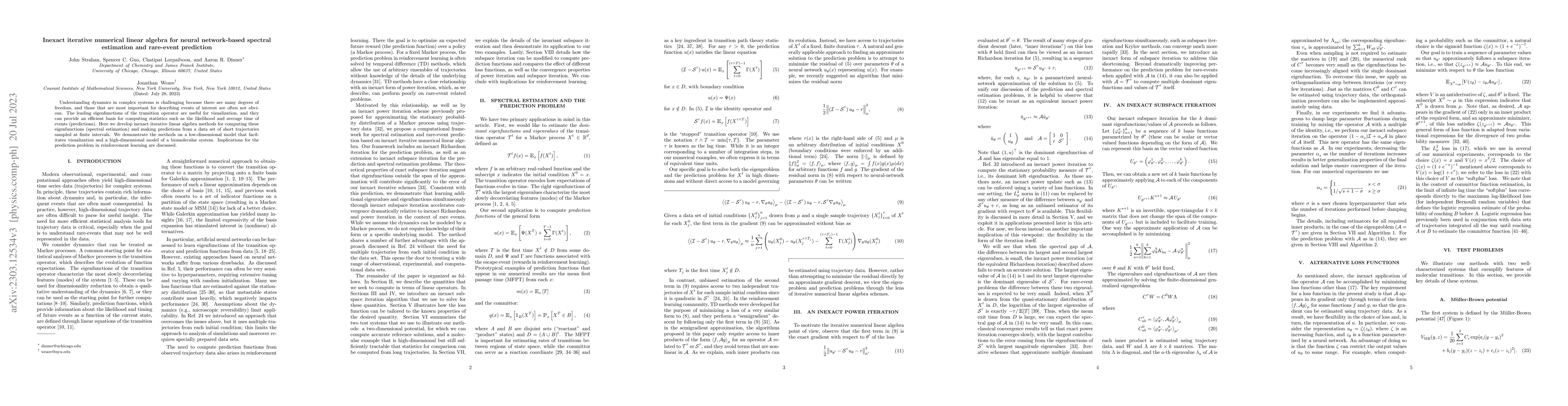 Thumbnail for Inexact iterative numerical linear algebra for neural network-based
  spectral estimation and rare-event prediction