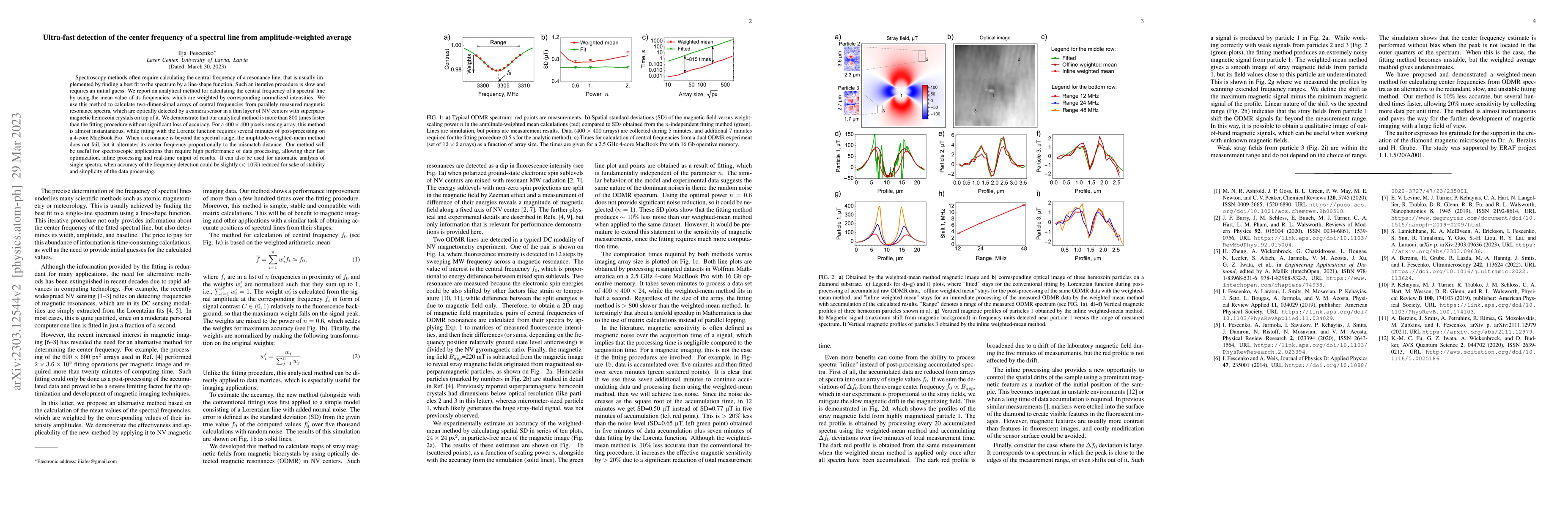 Thumbnail for Ultra-fast detection of the center frequency of a spectral line from
  amplitude-weighted average