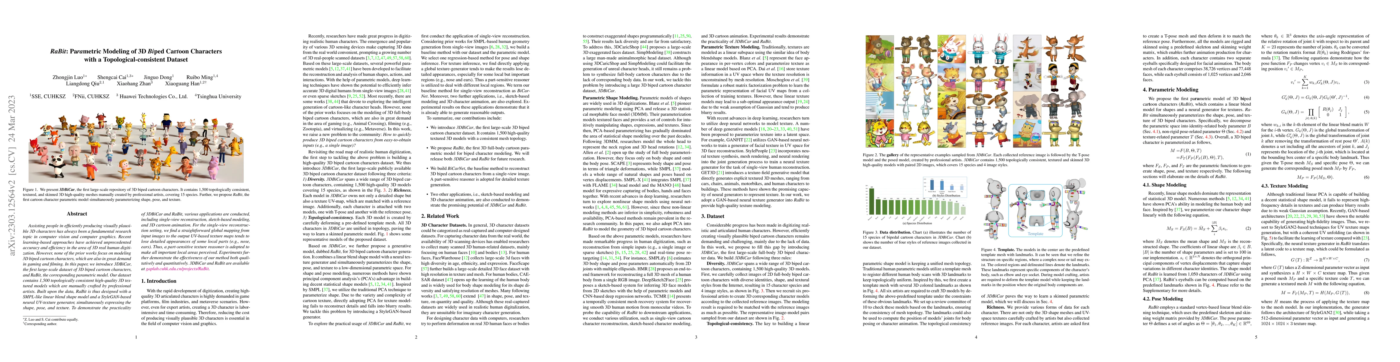 Thumbnail for RaBit: Parametric Modeling of 3D Biped Cartoon Characters with a
  Topological-consistent Dataset