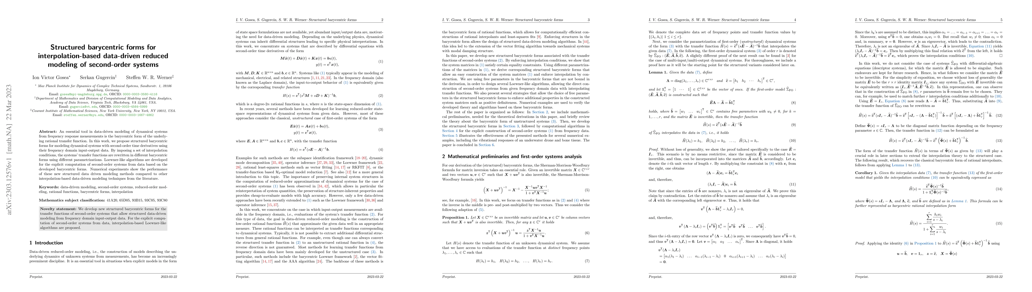 Thumbnail for Structured barycentric forms for interpolation-based data-driven reduced
  modeling of second-order systems